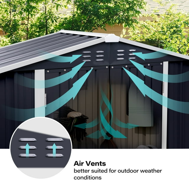 LAUSAINT HOME 6' x 4' Outdoor Storage Shed, Metal Shed Garden Tool Storage & Bicycle Storage with Lockable Door, Black