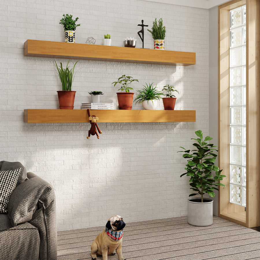 LAUSAINT HOME 72″ Solid Pine Floating Fireplace Mantel Shelf with Hidden Steel Brackets