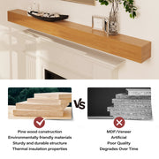LAUSAINT HOME 72″ Solid Pine Floating Fireplace Mantel Shelf with Hidden Steel Brackets