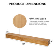 LAUSAINT HOME 72″ Solid Pine Floating Fireplace Mantel Shelf with Hidden Steel Brackets