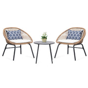 LAUSAINT HOME 3 Pieces Patio Bistro Set, Outdoor Bistro Set with Coffee Table for Patio & Garden, Brown Wicker