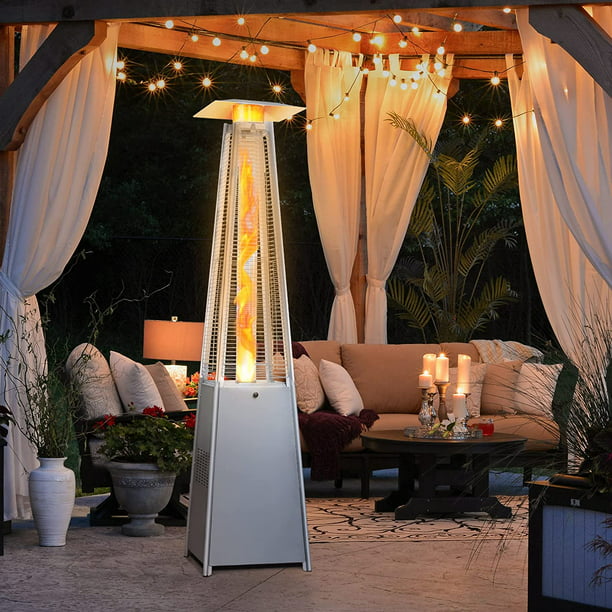 LAUSAINT HOME 45,000 BTU Pyramid Patio Heater with Cover & Wheels, Outdoor Propane Flame Heater