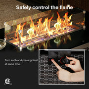 LAUSAINT HOME 43" Outdoor Fire Pit Table, 50,000 BTU Auto-Ignition Gas Fire Pit with Glass Wind Guard Propane(Rattan)