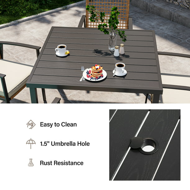 LAUSAINT HOME 5 Pieces Patio Dining Set, 4 PE Wicker Chairs with Seat Cushions and 1 Square 28.7'' H Table