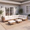 Lausaint Home 8 Pieces Outdoor Furniture Set, Patio Rattan Wicker Sectionals with 6 Chairs and 2 Ottomans, Beige Cushions