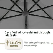 LAUSAINT HOME 12FT Deluxe Patio Umbrella with Base, Outdoor Large Hanging Cantilever Curvy Umbrella with 360°, Gray