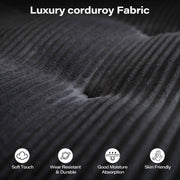 LAUSAINT HOME Folding Sofa Bed, 4-in-1 Convertible Sleeper Chair with Backrest Support and Soft Corduroy Fabric, Black