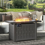 LAUSAINT HOME 43" Outdoor Fire Pit Table, 50,000 BTU Auto-Ignition Gas Fire Pit with Glass Wind Guard Propane(Metal)