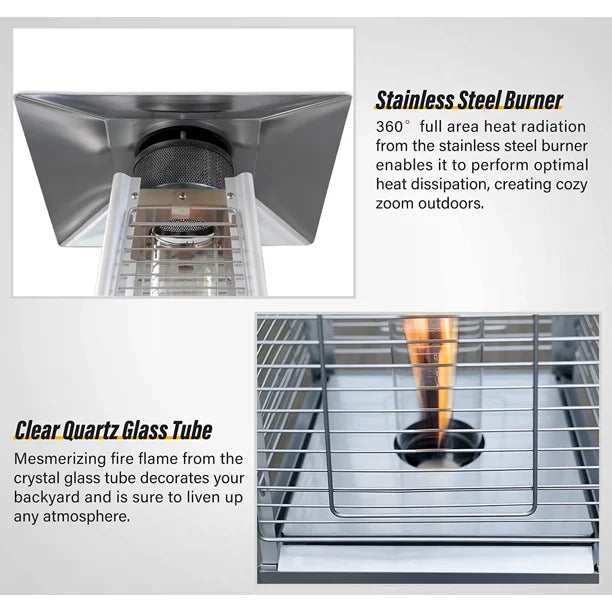 LAUSAINT HOME 45,000 BTU Pyramid Patio Heater with Cover & Wheels, Outdoor Propane Flame Heater