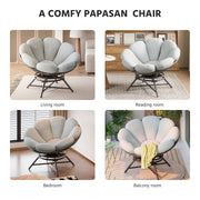 LAUSAINT HOME 40'' Papasan Chair, 360° Swivel Accent Chair with Ergonomic Petal-Shaped Gray Cushion, Olefin Fabric, Supports up to 400 lbs
