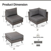 LAUSAINT HOME 6 Pieces Patio Conversation Set, Outdoor Sectional Wicker Sofa PE Rattan Furniture Set with Thick Cushions, Gray