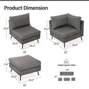LAUSAINT HOME 8 Pieces Patio Conversation Set, Outdoor Sectional Wicker Sofa PE Rattan Furniture Set with Thick Cushions, Gray