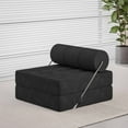 LAUSAINT HOME Folding Sofa Bed, 4-in-1 Convertible Sleeper Chair with Backrest Support and Soft Corduroy Fabric, Black