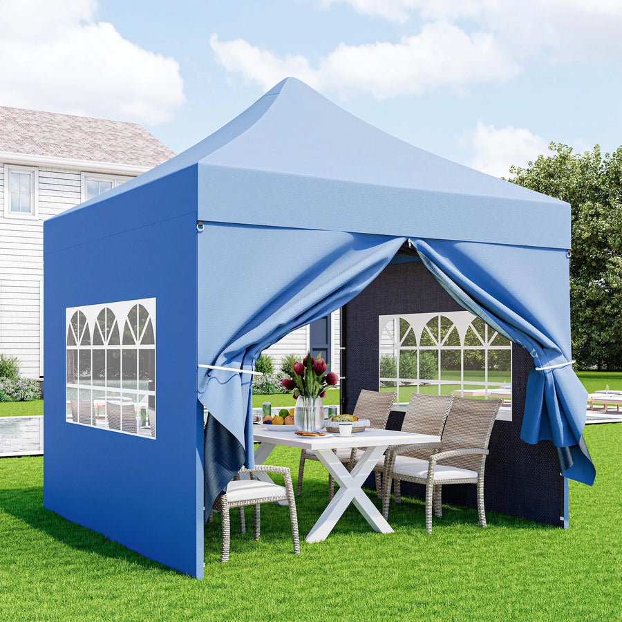 LAUSAINT HOME 10'x10' Heavy Duty Pop up Patio Gazebo, Portable Outdoor Canopy Wedding Party Tent with Sidewalls, Blue