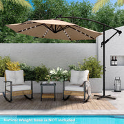 LAUSAINT HOME 10 ft Cantilever Patio Umbrella, Round Outdoor Beige Umbrella with LED Lights