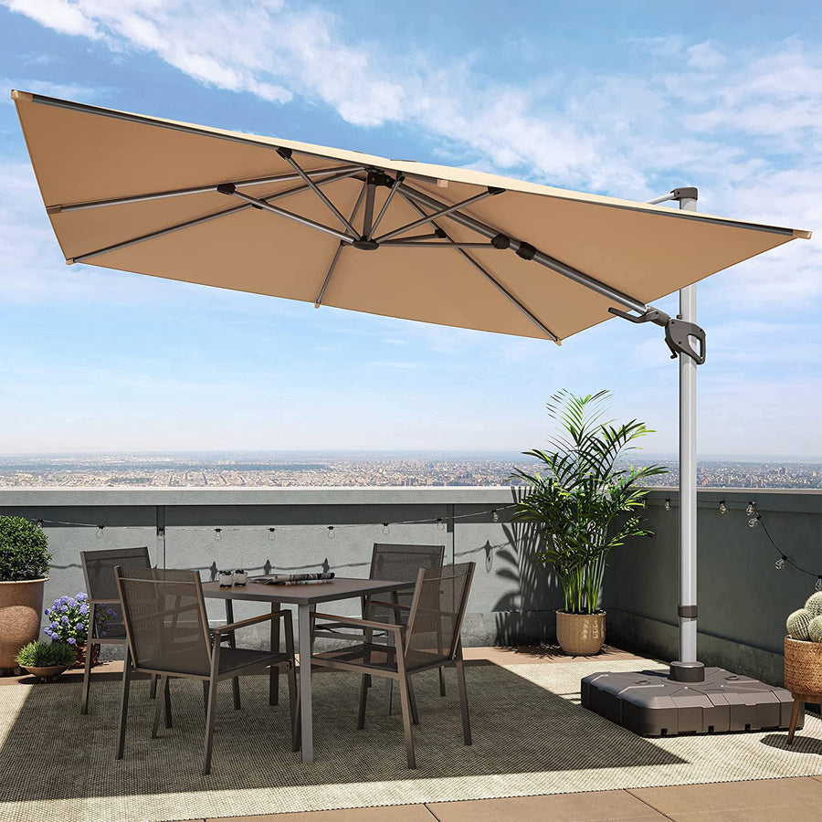 LAUSAINT HOME 10FT Patio Umbrella, Outdoor Large Cantilever Umbrella with 360° Rotation, Champagne