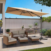LAUSAINT HOME 10FT Patio Umbrella, Outdoor Large Cantilever Umbrella with 360° Rotation, Champagne