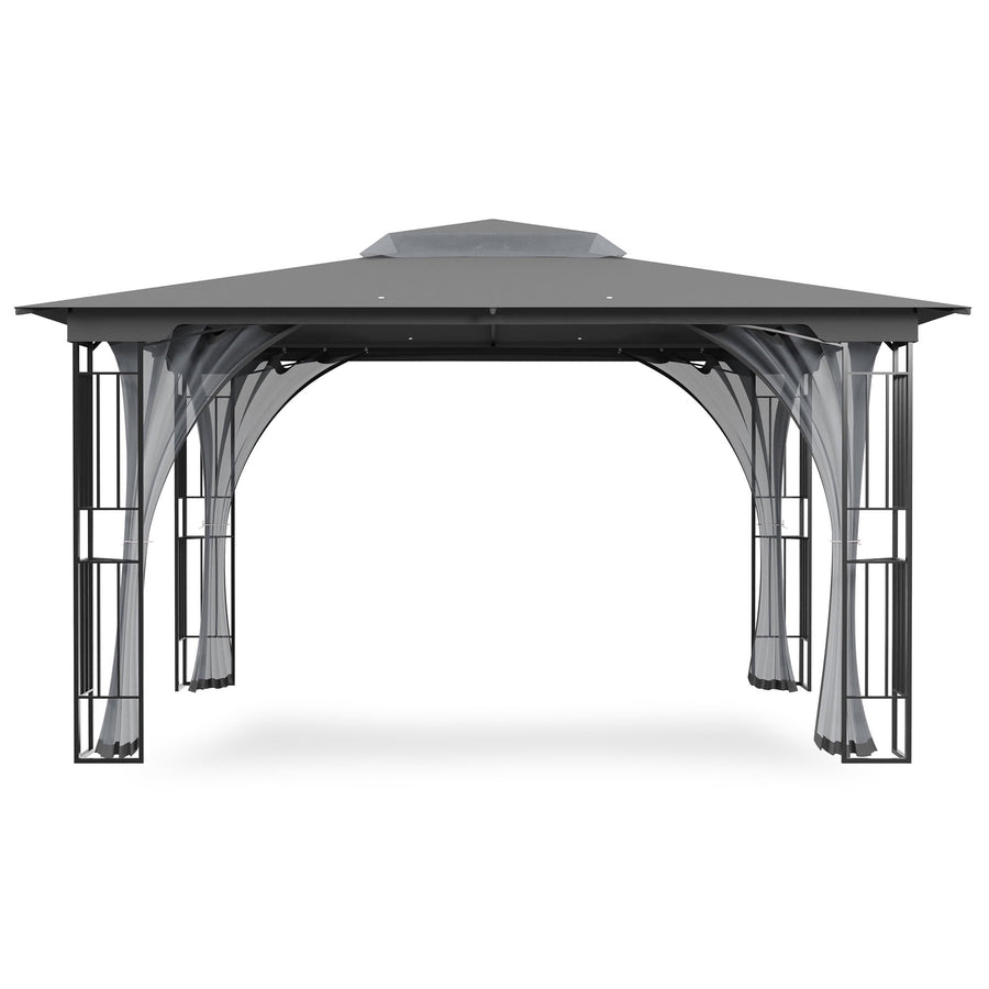 LAUSAINT HOME Patio Gazebo 13'x11',Heavy Duty Gazebos Shelter Party Tent with Double Roofs, Mosquito Nettings for Backyard, Garden, Lawn,(Gray)