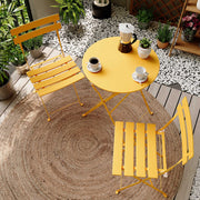 LAUSAINT HOME 3-Piece Outdoor Folding Bistro Set, Steel Bistro Set with Premium Frame, Yellow