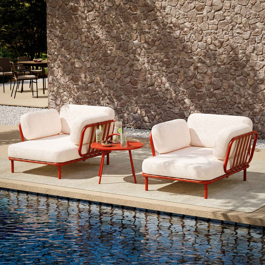 LAUSAINT HOME 3 Pieces Patio Conversation Set, Outdoor Patio Furniture with Round Coffee Table and 2 Chaise Sofas, Orange