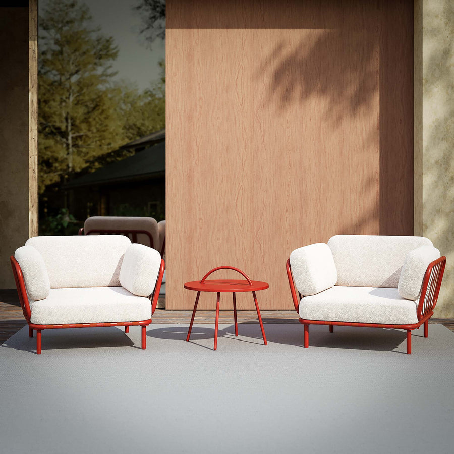 LAUSAINT HOME 3 Pieces Patio Conversation Set, Outdoor Patio Furniture with Round Coffee Table and 2 Single Sofas, Orange
