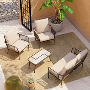 LAUSAINT HOME 4 Pieces Outdoor Patio Conversation Set with Coffee Table, 2 Chairs & 1 Loveseat, Beige