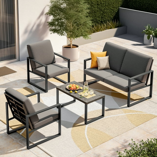 LAUSAINT HOME 4 Pieces Patio Conversation Set