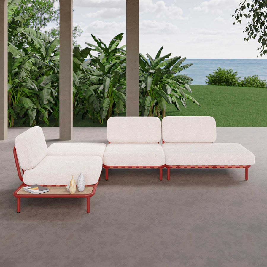 LAUSAINT HOME 4 Pieces Patio Furniture Set, Outdoor Corner Sofa with High-Resiliency Sponge Cushion, Orange