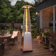 KAMEROUT 87'' Tall Pyramid Patio Heater with Wheels, Glass Tube Flame Heating 48000 BTU & Dust Cover