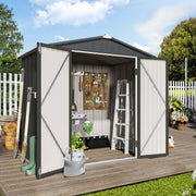 LAUSAINT HOME 6' x 4' Outdoor Storage Shed, Metal Shed Garden Tool Storage & Bicycle Storage with Lockable Door, Black