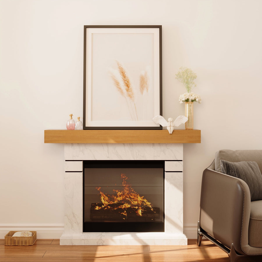 LAUSAINT HOME 60″ Solid Pine Floating Fireplace Mantel Shelf with Hidden Steel Brackets
