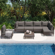 LAUSAINT HOME 7 Piece Wicker Sectional Outdoor Conversation Sets, Patio Furniture with Gray Cushions