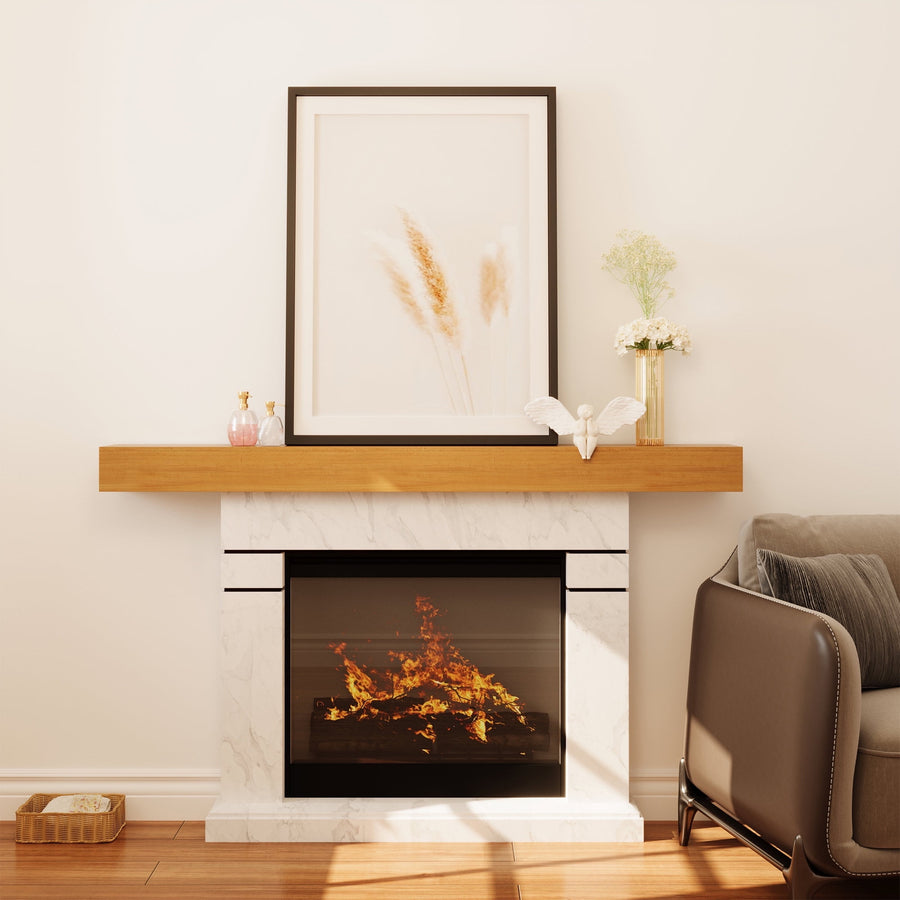 LAUSAINT HOME 72″ Solid Pine Floating Fireplace Mantel Shelf with Hidden Steel Brackets