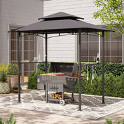 LAUSAINT HOME 8'x 5' Outdoor Grill Gazebo with Vented Top & 2 Side Shelves for Barbecue and Picnic, Dark Gray