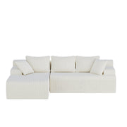 KAMEROUT 96" Modular Cloud Couch Sectional, L-Shaped Boneless Sofa with Deep Seat & Plush Corduroy Fabric, Beige