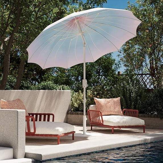 LAUSAINT HOME 9FT Patio Umbrella, 360° Rotation Design, Gradient Blue