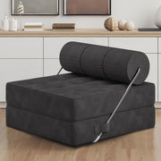 LAUSAINT HOME Folding Sofa Bed, 4-in-1 Convertible Sleeper Chair with Backrest Support and Soft Corduroy Fabric, Black