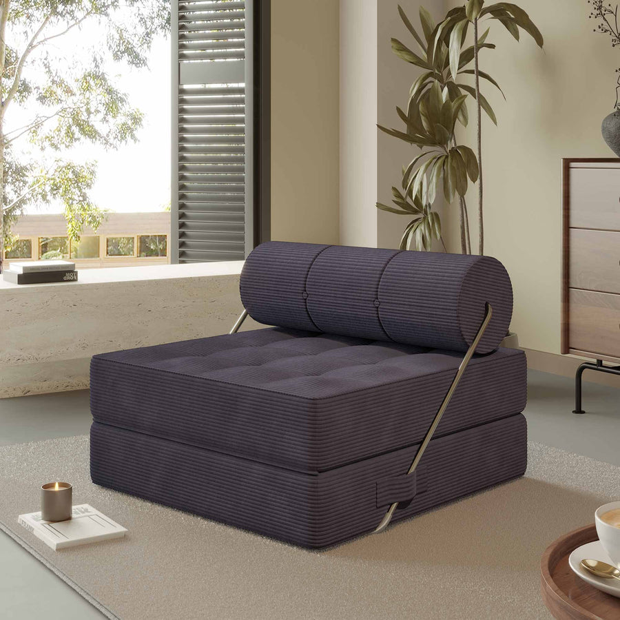 LAUSAINT HOME Versatile Folding Sofa Bed, 4-in-1 Convertible Sleeper Chair with Backrest Support and Soft Corduroy Fabric, Gray, Adult