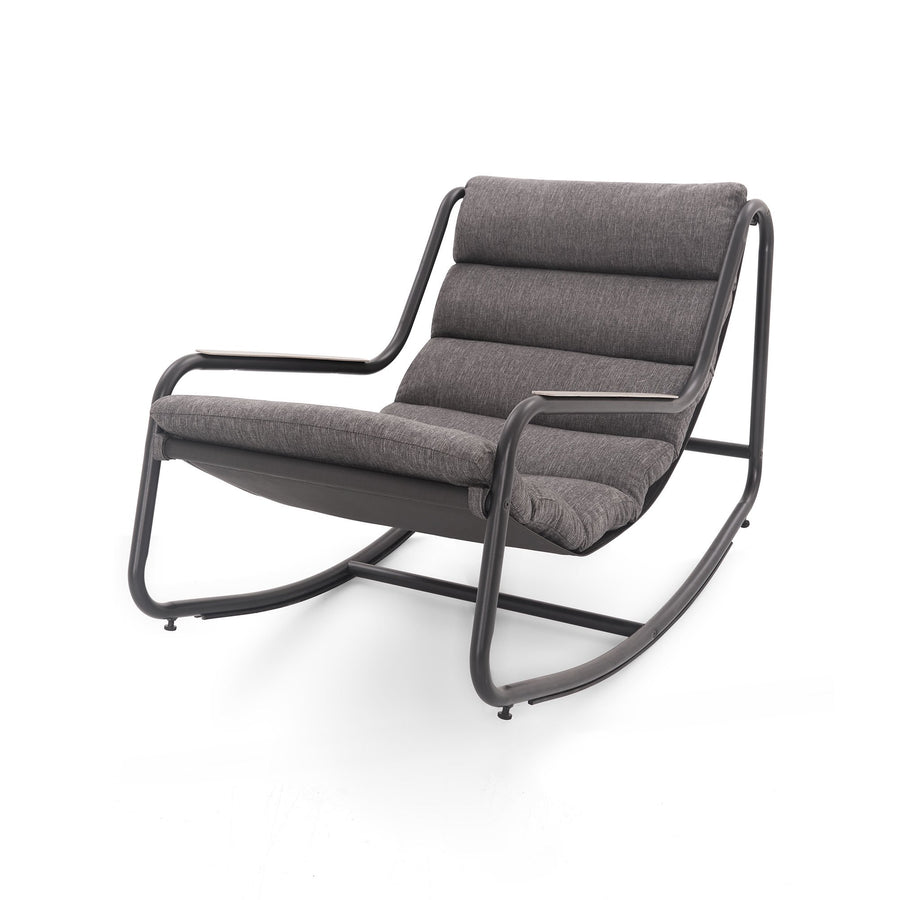 LAUSAINT HOME Outdoor Oversized Rocking Chair, Comfy Lounge Chair with Thick Cushion, Gray