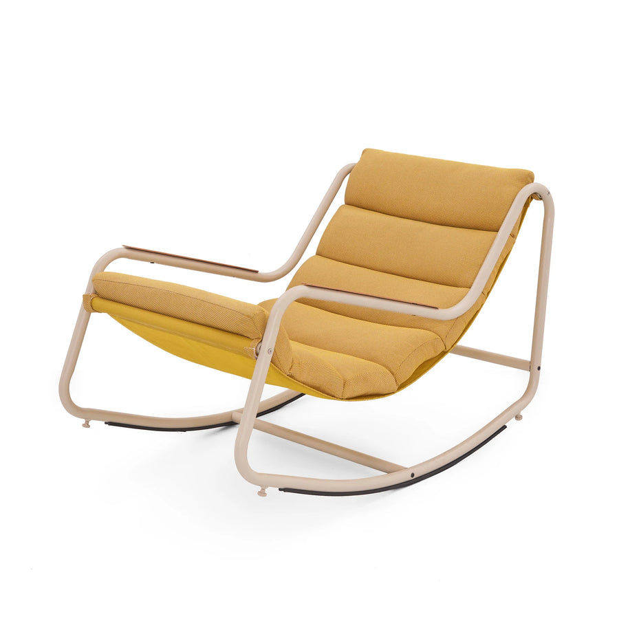 LAUSAINT HOME Outdoor Oversized Rocking Chair, Comfy Lounge Chair with Thick Cushion, Yellow