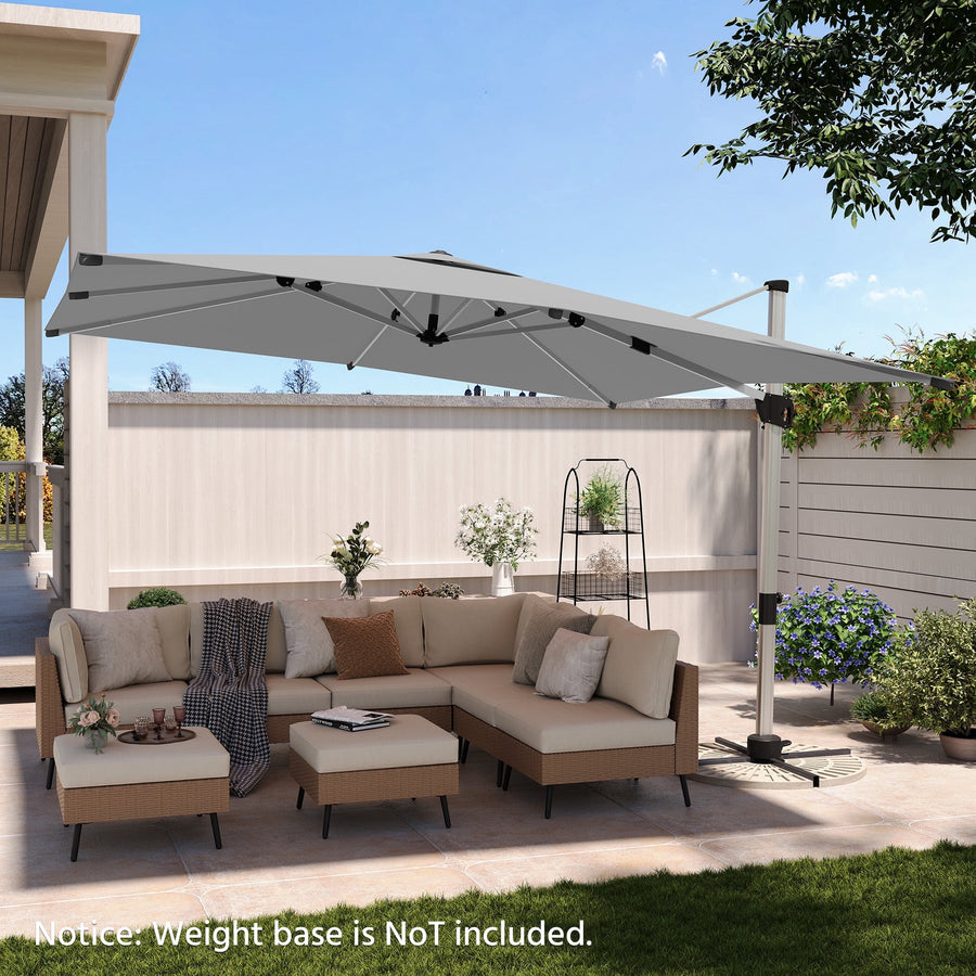LAUSAINT HOME Outdoor Patio 11 FT Large Cantilever Umbrella, Windproof Offset with 360-degree Rotation for Backyard, Pool, Lawn, Deck, Gray
