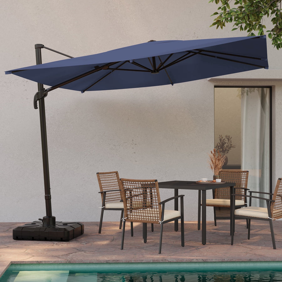 LAUSAINT HOME Outdoor Patio Umbrella, 10 Feet Large Cantilever Windproof Offset Umbrella with 360-degree Rotation for Backyard,Pool,Lawn,Deck, Navy Blue