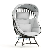 LAUSAINT HOME Oversized Wicker Egg Chair, 360° Swivel Indoor Outdoor Patio Lounger with with Cushion & Sunshade Brim