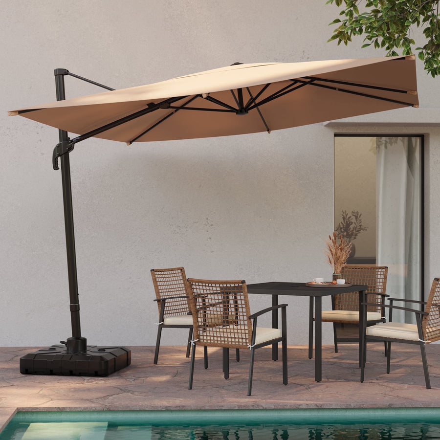 LAUSAINT HOME Patio Umbrella Outdoor, 9 Feet Cantilever Umbrella Aluminum Offset Umbrella with 360-degree Rotation for Backyard, Pool, Lawn, Deck, Beige