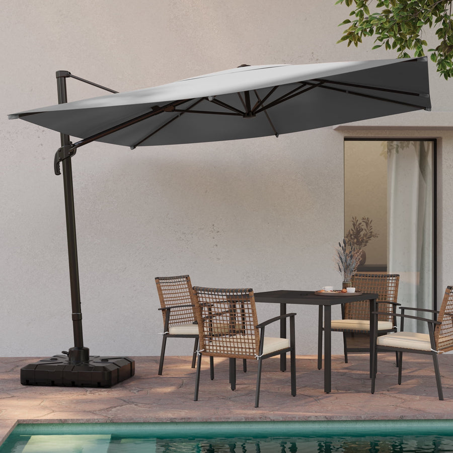 LAUSAINT HOME Patio Umbrella Outdoor, 9 Feet Cantilever Umbrella Aluminum Offset Umbrella with 360-degree Rotation for Backyard, Pool, Lawn, Deck, Gray