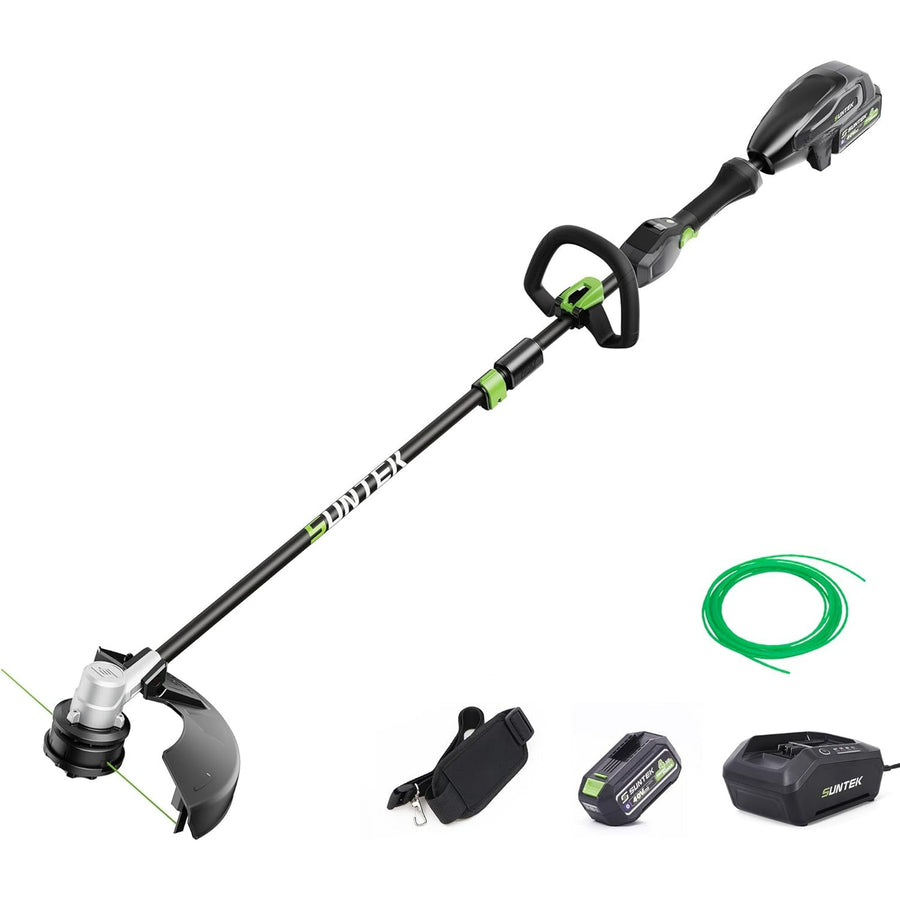 SUNTEK 40V 15-Inch Cordless String Trimmer with 4.0Ah Battery and Rapid Charger, IOT and APP Connection