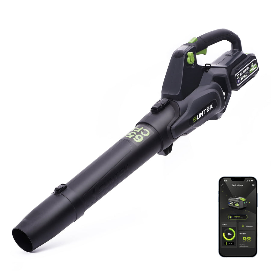 SUNTEK 40V 650CFM Cordless Leaf Blower with 4.0Ah Battery and Rapid Charger, IOT and APP Connection