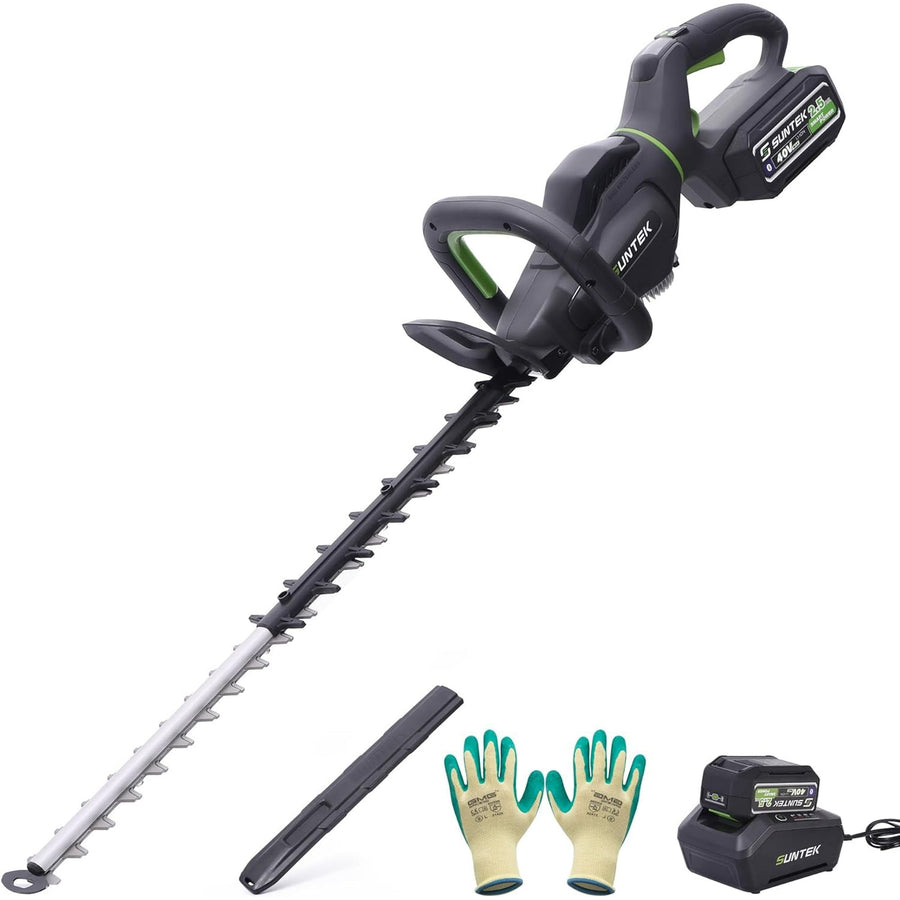 SUNTEK 40V Cordless Hedge Trimmer with 24'' Dual-Action Blade, Battery and Charger Included, Black