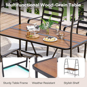 LAUSAINT HOME 5-Piece Patio Dining Set, Outdoor Metal Furniture with A-Frame Table and 4 Hooks for Garden, Backyard & Patio