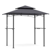 LAUSAINT HOME 8'x 5' Outdoor Grill Gazebo, Steel Frame 8x8 Compatible Soft Canopy with Vented Top & 2 Side Shelves for Backyard Barbecue, Picnic, Patio, Dark Gray